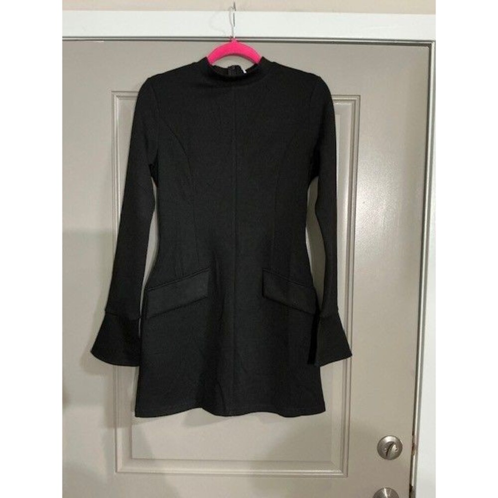 OFEEFAN Long Sleeve Mock Neck Dress Basic Party Club Bodycon Mini Dress Sz M - Picture 5 of 7